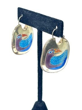 Unique Cloisonné Nile Bird Earrings